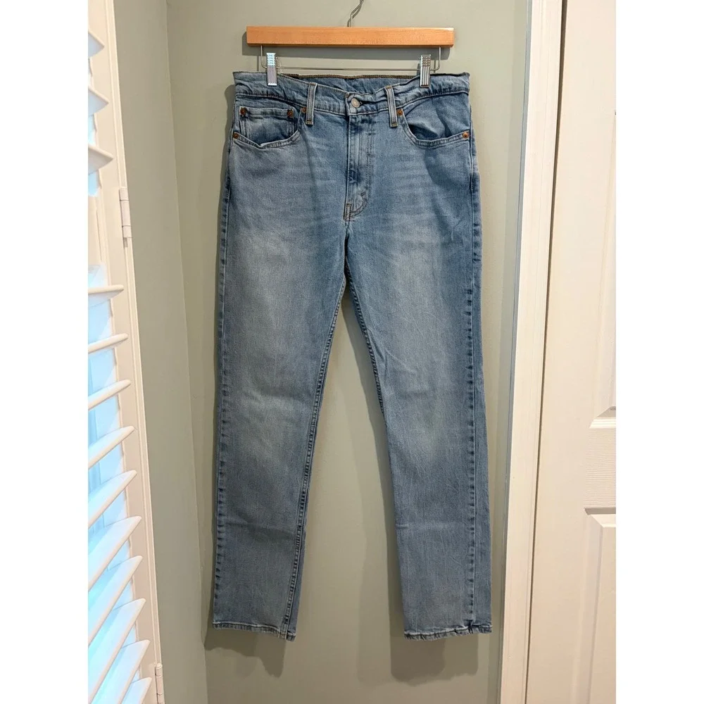 Levis 511 Slim Fit Jeans Mens 34x34 Light Wash Blue Denim 04511-1507